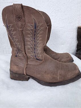 Ariat Western Work Boots Mens 9.5 D Brown Leather ATS Cowboy Ranch Boots